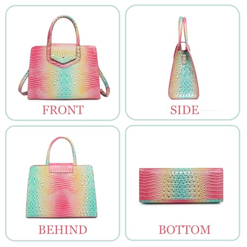 Image of Makcr Joacbv Women Embossed Pattern Satchel Handbags Wallet 3 pcs Set Crossbody Tote Top Handle Vegan Leather Ladies Bag | Embossed Pattern