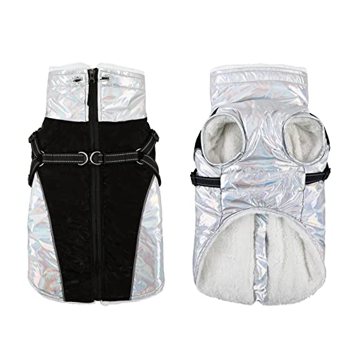 CITÉTOILE Warmer Hundemantel mit Geschirr, Wasser & Winddichte Reflektierender Winter-Hundebekleidung für Kaltes Wetter, Hundejacke mit Reißverschluss und Stehkragen für Mittlere Hunde, Schwarz, L Cover