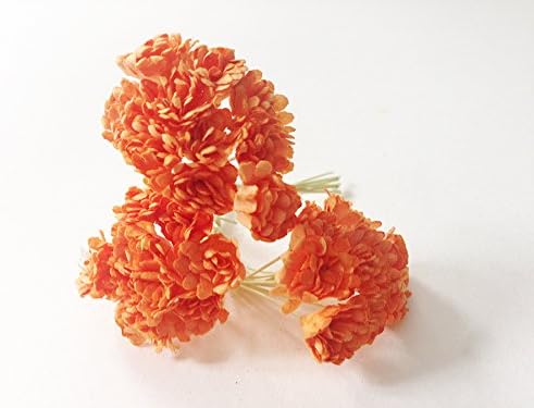 10mm Orange Gypsophila - 20pcs - Mulberry Paper Flowers with Wire Stems - Great for Packaging Decoration