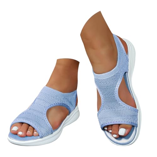 riou Sandalias Ortopedicas Mujer Verano Ligero Casual Zapatos Deportivas con Punta Abierta Sandalia de Punto para Caminar Senderismo Vacaciones Zapatillas Fascitis Plantar 40