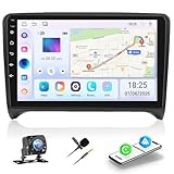 【2+64G Android 14 Radio für TT 8J MK2 2006-2014】Upgraded mit dem neuesten Android-System 14 Doppel Din Autoradio kommt mit neu gestalteten 1080P 9 Zoll 2.5D gehärtetem Glas-Bildschirm, eine mehr dreidimensionale Display-Effekt.