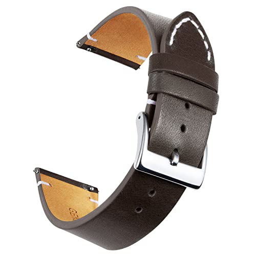 BINLUN Genuine Leather Watch Straps Quick Release Leather Watch Bands with Stainless Metal Buckle Clasp for Men Women 12mm 14mm 16mm 18mm 20mm 22mm 24mm