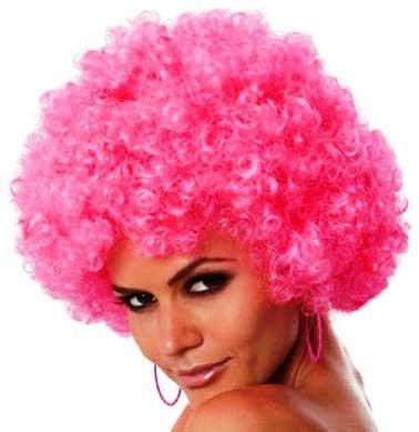 LUDALY 70's Curly Clown Funky Disco Afro Malinga Wig (Pink)