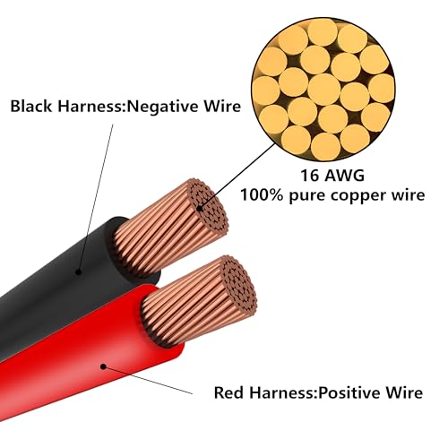 BFXM 16AWG 12FT Battery Charger Cable, SAE to SAE Terminal Quick Disconnect Harness, 2 Pin Connectors Extension Cables Cord for Car, Motorcycle, Solar Panel