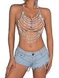 Beach Bikini Pearl Bead Bra Chain - Sexy Halter Backless Body Chain Top for Party Rave Body Jewelry