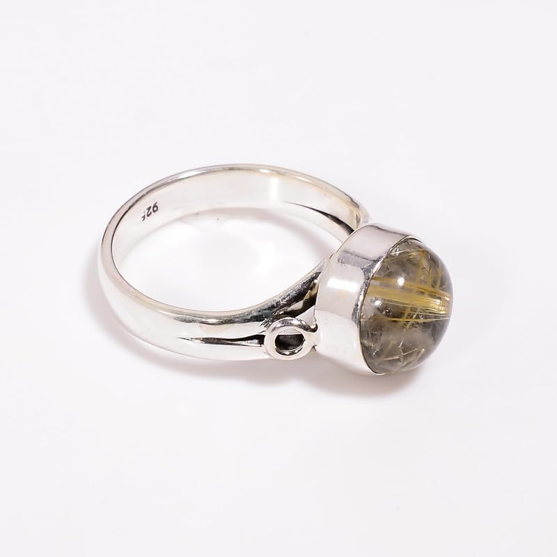 Bague rutile dorée en argent 925, un bijou d'exception chic