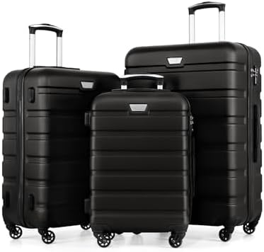 COOLIFE 3-Teiliges Kofferset für Familienreisen, M+L+XL, ABS+PC,Hartschale | Mit 360° Spinner Räder, TSA Schloss, YKK Reißverschluss, leicht robuster, für Auslandsreisen, Urlaub am