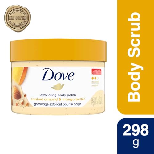 Dove - Exfoliante corporal Body Polish para piel seca con almendras molidas y mantequilla de mango, exfolia suavemente e hidrata para revelar una piel instantáneamente suave, lisa y saludable, aroma - imagen 3
