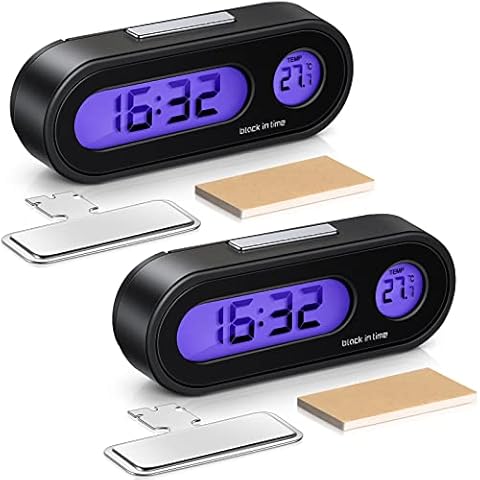 2 Pack Car Clock 2 in 1 Car Digital Clock with Thermometer Vehicle Dashboard Clock for Universal Cars Cover