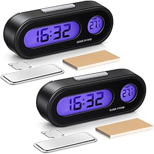 2 Pack Car Clock 2 in 1 Car Digital Clock with Thermometer Vehicle Dashboard Clock for Universal Cars