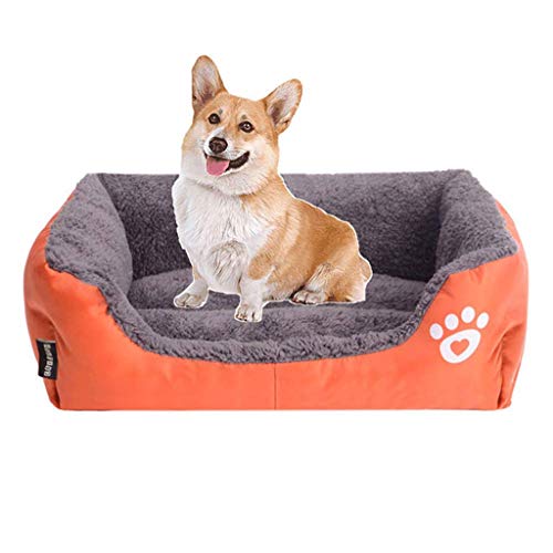CWYSJ Dog Pet Bed, Sommeil Profond Chien Panier de lit, de Taille Moyenne Grand Chien Lavable à la Machine Lit Confortable (Color : Orange, Size : S)