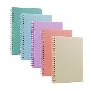 5 Pack Lined Spiral Journal Notebook for Women & Men, 8.3″ x 5.7″,80 Sheets/160 Pages College Ruled Notebook, A5 Plastic Hardcover Notebook for Office,School,Home