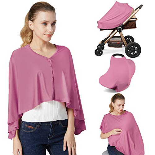 Nursing Cover & Baby Nursing Poncho,Multi Use Breastfeeding Cover for CarSeat Canopy, High Seat Cover, Stroller Cover, Shopping Cart Cover,Nursing Scarf for Boy and Girl by Kefee Kol (Purple)