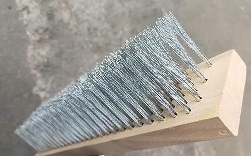 Image of 16 inch Heavy-Duty Rough Surface Floor Brush,Stainless Steel Wire Large Deck Scrub Brush 16 inch x 2.7 inch Removes Snow, Dirt & Grime on Drivways, Steps, Patios, Decks, Tile, Cement Without Stick (16 inch)