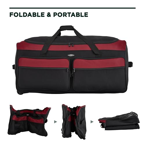 Travelers Club 36" Asgard 3-Wheel Rolling Duffel Bag, Red, 36-Inch, Space Saver 36-inch Tri-fold 3-Wheel Rolling Locker by Travelers Club - Image 7