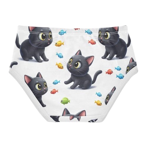 Black Cartoon Cats Toddler Underwear Girls, Cotton Underwear Girls, 2T–8 Years2