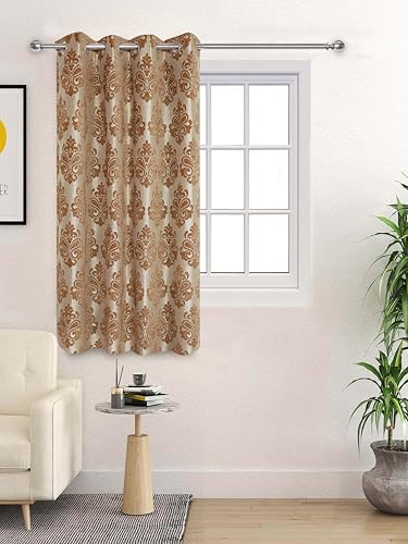 Image of Saral Home Medallion Chenille Blackout Window Curtains 1pc,Gold. 4x5 Ft