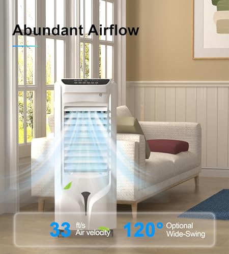 1800 CFM Swamp Cooler,Evaporative Air Cooler with Remote Control,12H Timer,4.2-Gal Water Tank,120° Wide-Swing,3 Modes,3 Speeds,Portable Air Cooler for Office,Kitchen,Bedroom,Home(32\")