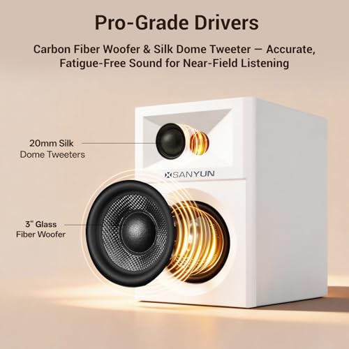 Altavoces de escritorio Sanyun SW203 con sonido estéreo 3D de 60W y DAC USB-C integrado 5