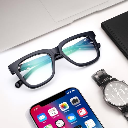 Dollger Oversized Square Glasses Non-Prescription Nerd Thick Black Frame Big Clear Lens Eyeglasses for Men Women