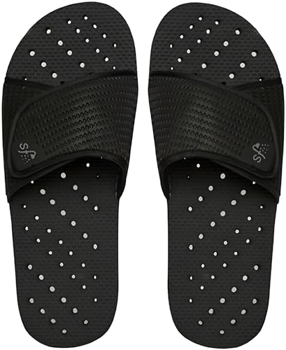 Showaflops Mens Black Slide, Color: Black/Black (Black, US Footwear Size System, Adult, Men, Numeric Range, Medium, 11, 12)