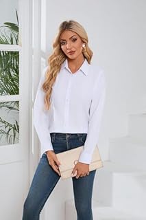 Stamain Camicia Donna Manica Lunga No Stiro Blusa Elegante Regular Fit Camicetta Classica per Ufficio Lavoro Cerimonia vestibilità Comoda Bianco XL