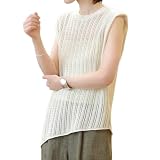 [Gdnelhuonox] サマーニット レディース ノースリーブ トップス 夏服 透かし編み ニットベスト クルーネッ キレカジ 爽やか メッシュ 透け感 薄手 冷房対策 アウター 無地 カジュアル 可愛い 通勤 春 夏