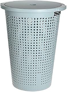 38 Litre Laundry Basket Washing Bin Hamper Clothes Wash Storage Plastic Lid Home (Teal)