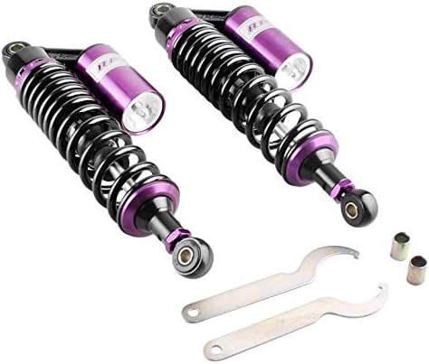 Mallofusa 13.5 Inch 340mm Pair Motorcycle Shock Absorbers Air Rear Suspension Universal Compatible for Honda Suzuki Yamaha Kawasaki Black Purple