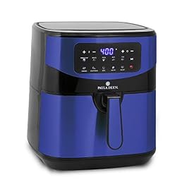 Paula Deen Stainless Steel 10 QT Digital Air Fryer (1700 Watts), LED Display, 10 Preset Cooking Functions, Ceramic Non-Stick Coating, Auto Shut-Off, 50 Recipes (Blue Stainless)