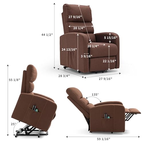 Sillón eléctrico reclinable color piel con elevador miniatura 2