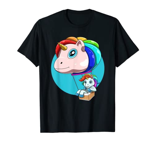 Funny Hot Air Balloon as Unicorn T-Shirt, Black