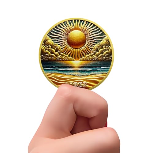 Moeda de sobriedade Golden Sun Beach | Medalhão AA Chip com Oração de Serenidade | Token de aniversá