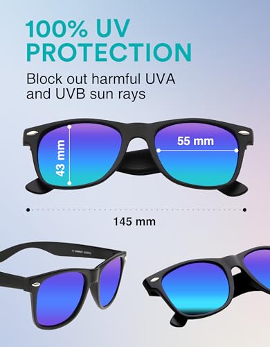 Image of zeroUV - Classic Colored Mirror Lens Square Horn Rimmed Sunglasses for Men Women