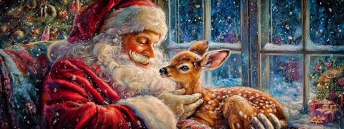 Reofrey ダイヤモンドアート 大きいサイズ クリスマスダイヤモンドの絵画 、クロスステッチ キットサンタクロース, 手作りキット 全面貼り付けタイプ ビーズア DIY 手芸キットホーム レストラン ラインストーン ホーム 壁掛け 装飾品 30x80cm