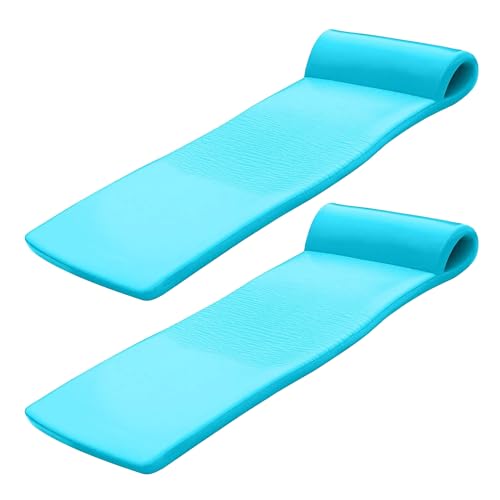 TRC Recreation 2-Pack Sunsation 1.75' Thick Foam Pool Float Lounger, Tropical Teal w/Headrest for Lounging & Sunbathing in Swimming Pools, Beaches & Lakes, 70' x 26'