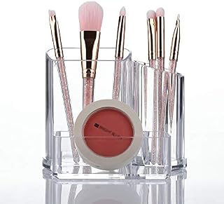 Makeup Organiser Brush Holder 3 Sections Acrylic Cosmetics Storage Case Stand for Makeup, Toothbrushes, Pen, Swab (Style B)