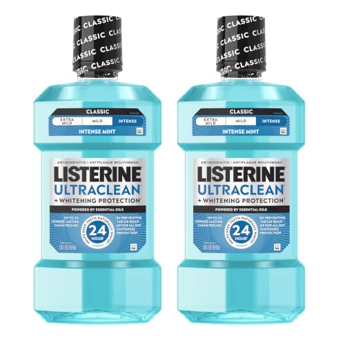 Image of Listerine Ultraclean Antiseptic Mouthwash, Intense Mint, 33.8 fl. oz /1L x 2