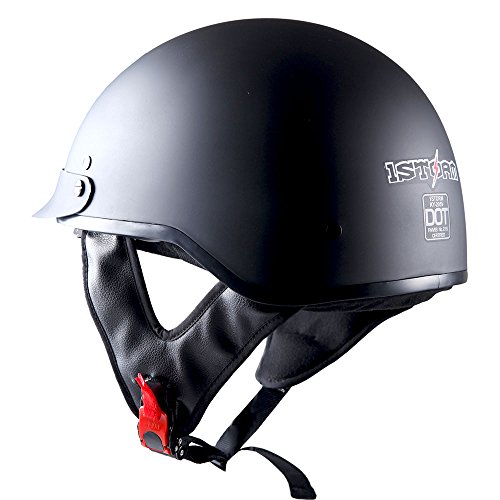 1Storm Motorcycle Half Face Helmet Mopeds Scooter Pilot With Retractable Inner Smoked Visor, Matt Black #TOP2