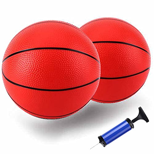 TNELTUEB Pool Basketball, 8.5 Inch Mini Replacement (2 Balls, Red), PVC, for Indoor Outdoor Toy Hoop, Fits All Standard Swimming Pool Games, No Slip Grip