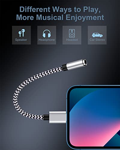 2Pack Iphone Headphone Adapter, [Apple Mfi Certified] Lightning To 3.5Mm Headphone/Earphone Audio Aux Jack Adapter Iphone Aux Adapter Dongle For Iphone 14 13 12 11 Pro Max Plus Mini Xr Xs 8 Ipad Ipod #TOP2