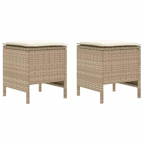 vidaXL 2 uds. Reposapiés de Jardín Ratán sintético Beige y Crema