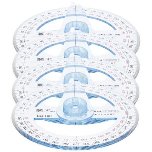 Abaodam 4個 全円量角器 プラスチック製 耐久性スケール付き 製図用測定ツール 建築 工学 教育用