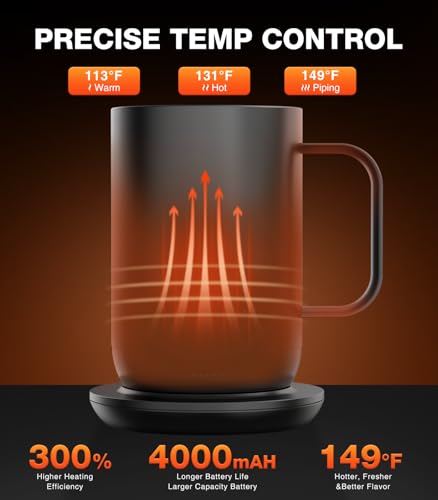 Image of Kepwam Self-Heating Coffee Mug T1, 16oz Rechargeable Heated Coffee Mug, Smart Coffee Warmer Mug with App-Controlled,Advanced Temperature-Controlled Heating Coffee Gifts for Women Men Coffee Lover