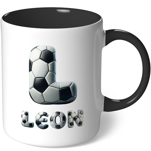 Personalisierte Tasse mit Namen - Fußball - Geschenk Kaffeetasse Namenstasse selbst gestalten personalisieren bedrucken Geburtstag Becher Teetasse Kaffeebecher (Weiß - Schwarz Bild26)