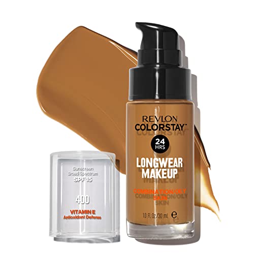 Revlon 14070170 Liquid Foundation, Colorstay Face Makeup For Combination & Oily Skin, Spf 15, Longwear Medium-Full Coverage With Matte Finish, Caramel cover