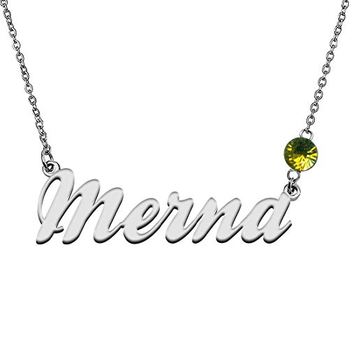GR859C Personalized Charm Name Necklace with Birthstone for Best Friends Merna