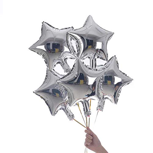 50 Pcs 10'' Silver Star Shaped Balloons Foil Balloons Mylar Balloons for Baby Shower, Wedding, Birthday or Engagement Party Decoration (Silver)