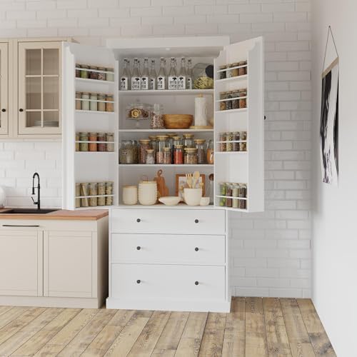 Amazon.com: RoyalCraft 70'' Tall Kitchen Pantry Cabinet, Wood Cupboard ...