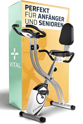 SportPlus Klappbarer Heimtrainer – Leises Hometrainer Fahrrad für Zuhause – Faltbares Fitnessbike & Ergometer mit Rückenlehne – Heimtrainer Fahrrad bis 100 kg belastbar – Indoor Cycling
